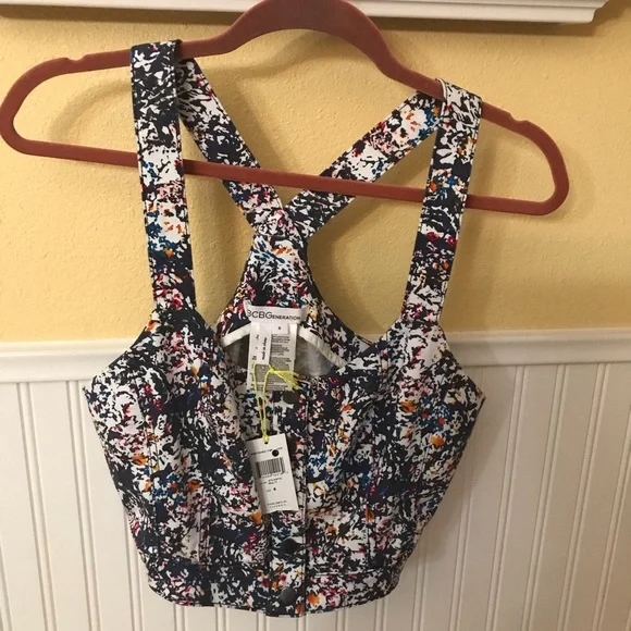 BCBGeneration Crop Top Size 6 Floral print/buttons racerback style NWT - Picture 5 of 6